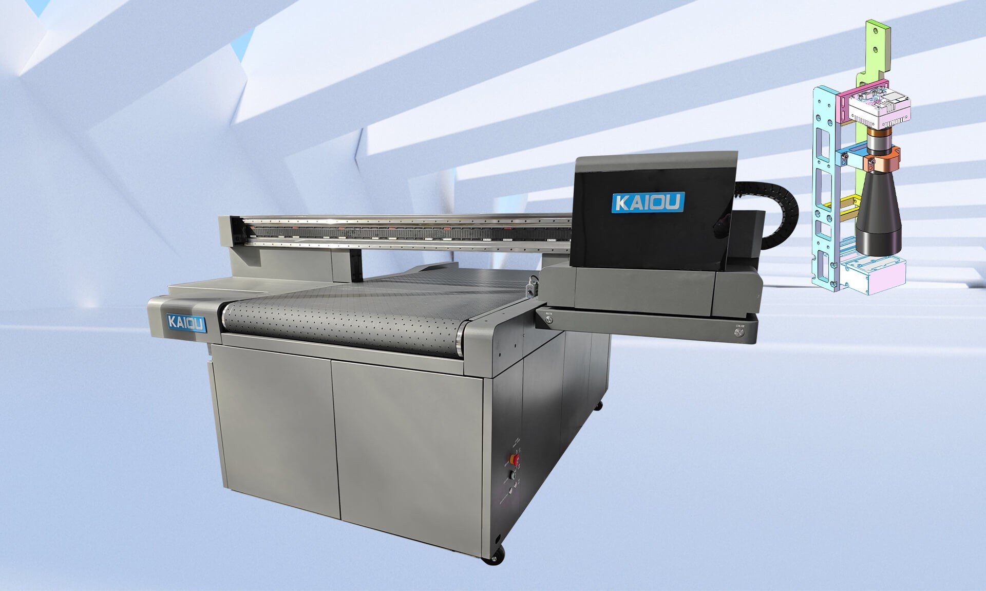 KO900| 900mm*2000mm Barrel CCD uv printer with conveyor belts
