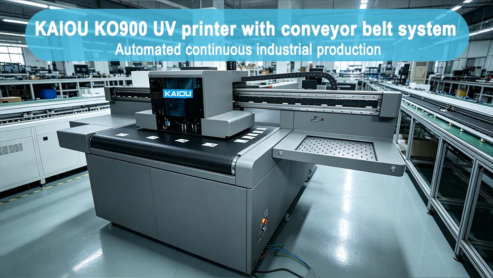 KAIOU KO900 UV printer with conveyor belt system enabling automated continuous industrial production.jpg