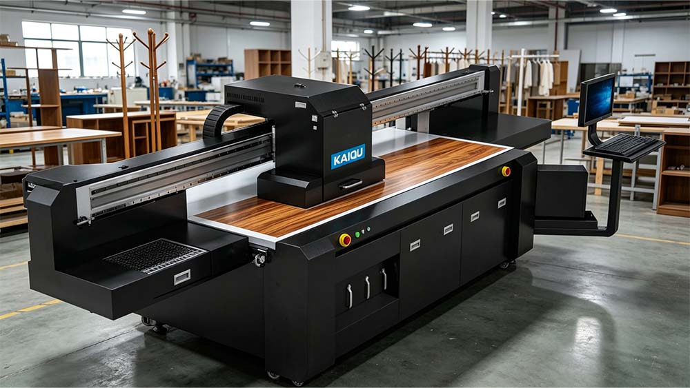 Industrial UV printer printing wood grain texture on MDF furniture panel in modern factory.jpg