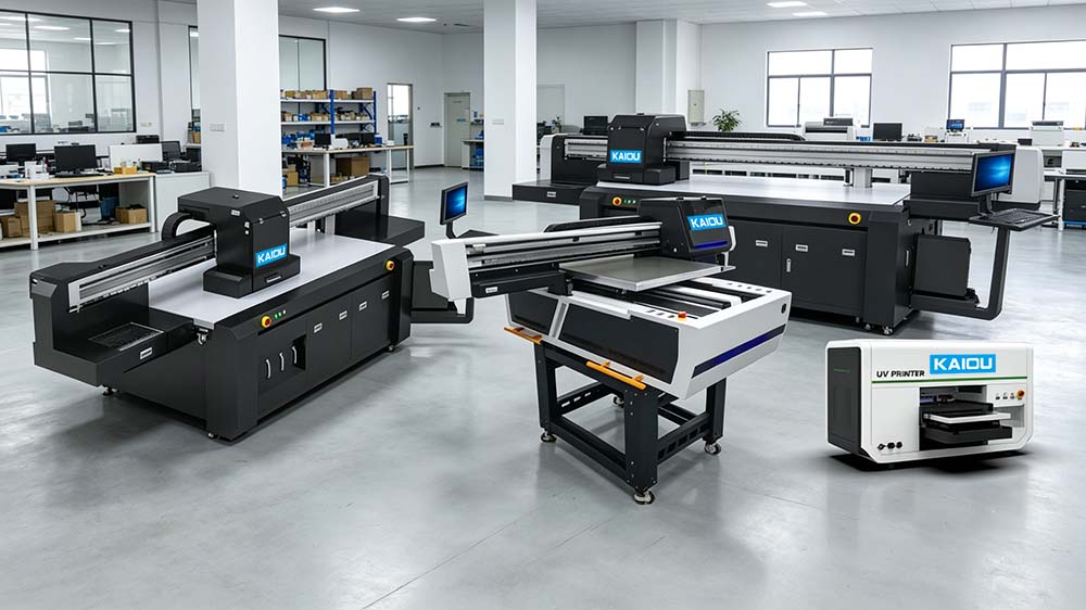 KAIOU UV printer models for tumbler production including 4060, 6090, 2513 industrial printing machines.jpg