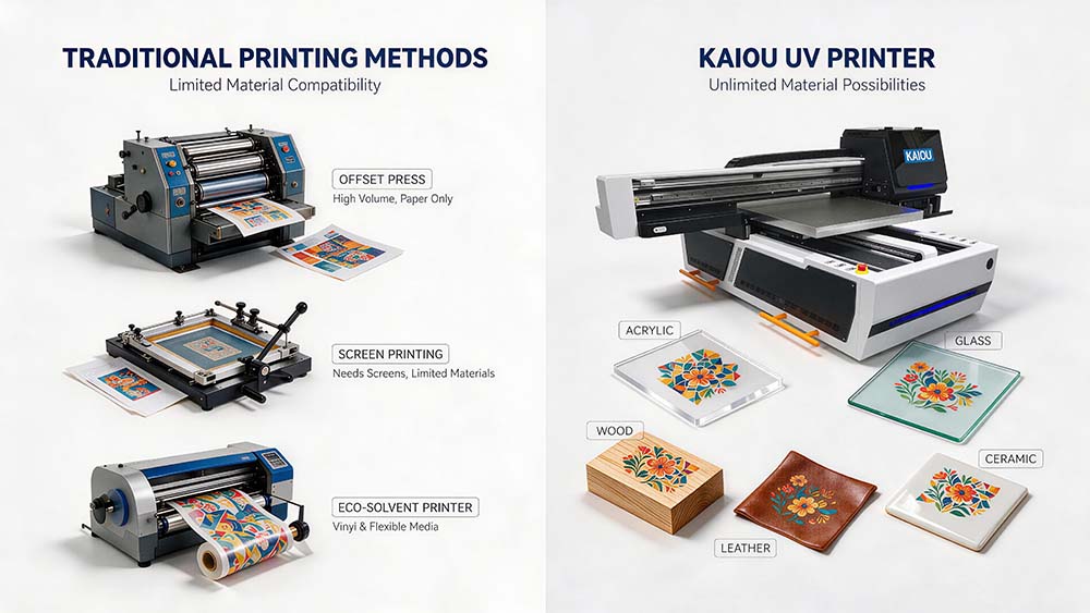 Comparison chart of traditional printing machines vs KAIOU UV printer, UV prints on multi substrates acrylic wood metal glass, offset screen eco-solvent limited media.jpg Comparison chart of traditional printing machines vs KAIOU UV printer, UV prints on multi substrates acrylic wood metal glass, offset screen eco-solvent limited media.jpg