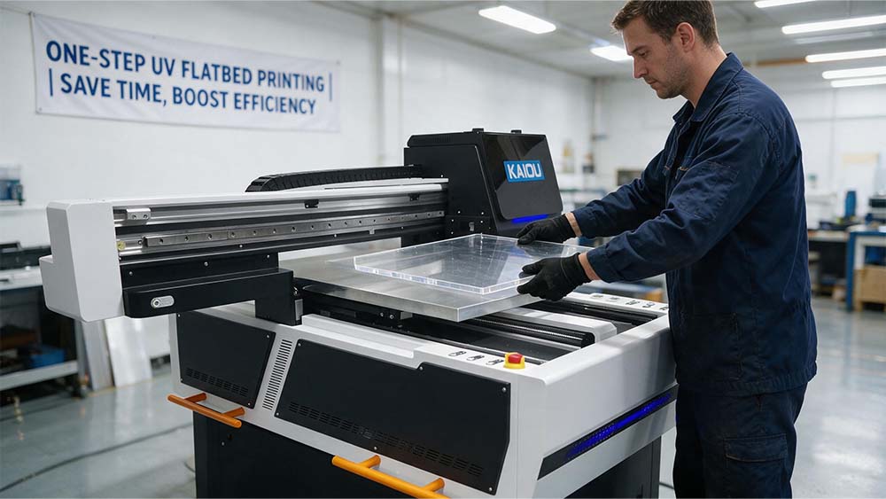 Single-step direct printing workflow with KAIOU UV printer, reduce lamination cutting labor for print shop fast order delivery.jpg Single-step direct printing workflow with KAIOU UV printer, reduce lamination cutting labor for print shop fast order delivery.jpg