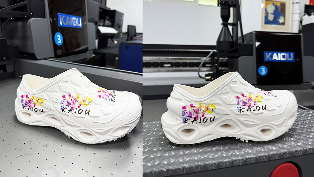 UV printer printing colorful artwork on sneaker upper.jpg UV printer printing colorful artwork on sneaker upper.jpg