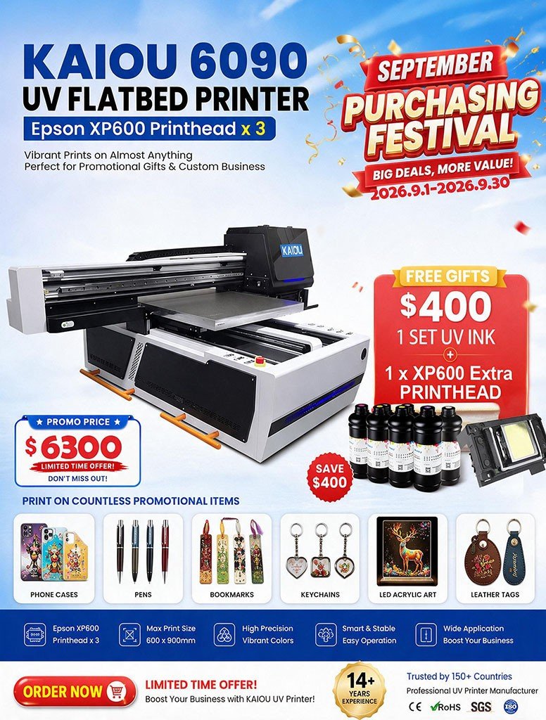 Buy KAIOU 6090 UV Flatbed Printer | 2026 UV Printer Promotion