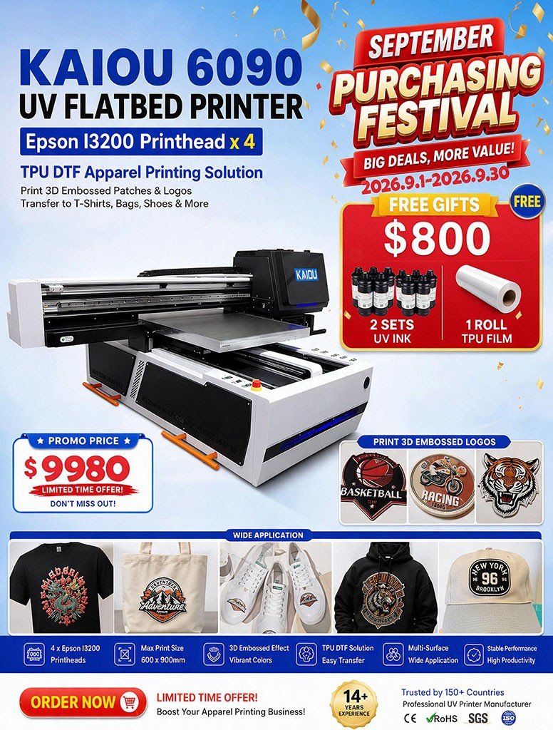 Buy KAIOU i3200 UV Printer | 2026 6090 UV Printer Promotion