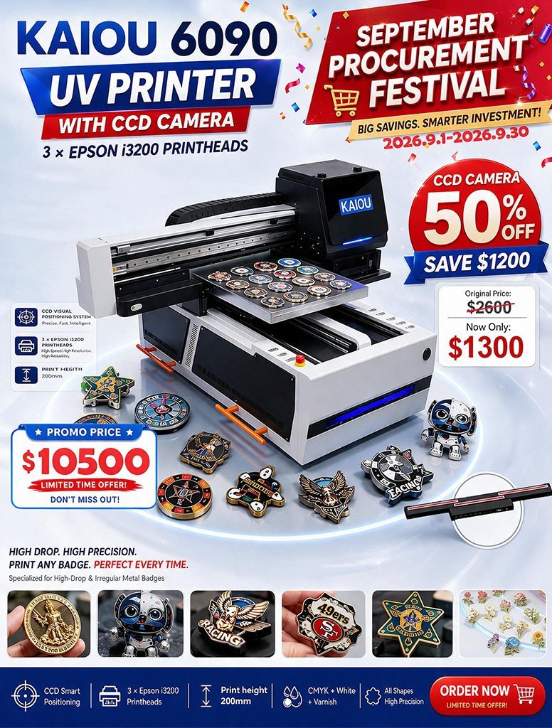 Buy KAIOU CCD Positioning UV Printer | 2026 Badge Printing Promotion