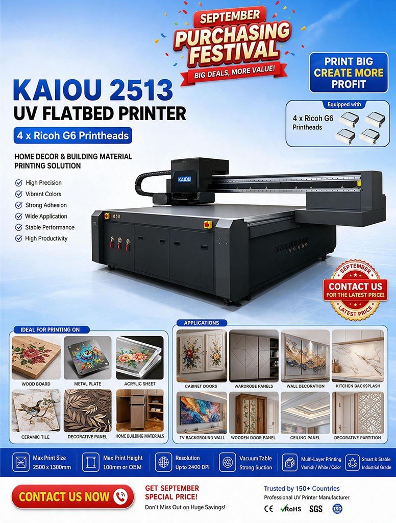 Buy KAIOU 2513 Large Format UV Printer for Building Materials