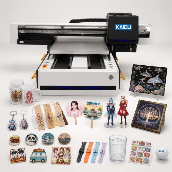 KAIOU 6090 UV Flatbed Printer | 600×900mm Industrial UV Printing Machine