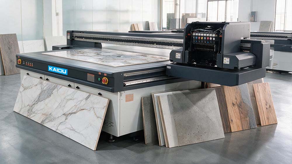 Industrial UV flatbed printer printing marble and wood grain patterns on decorative surface panels.jpg Industrial UV flatbed printer printing marble and wood grain patterns on decorative surface panels.jpg
